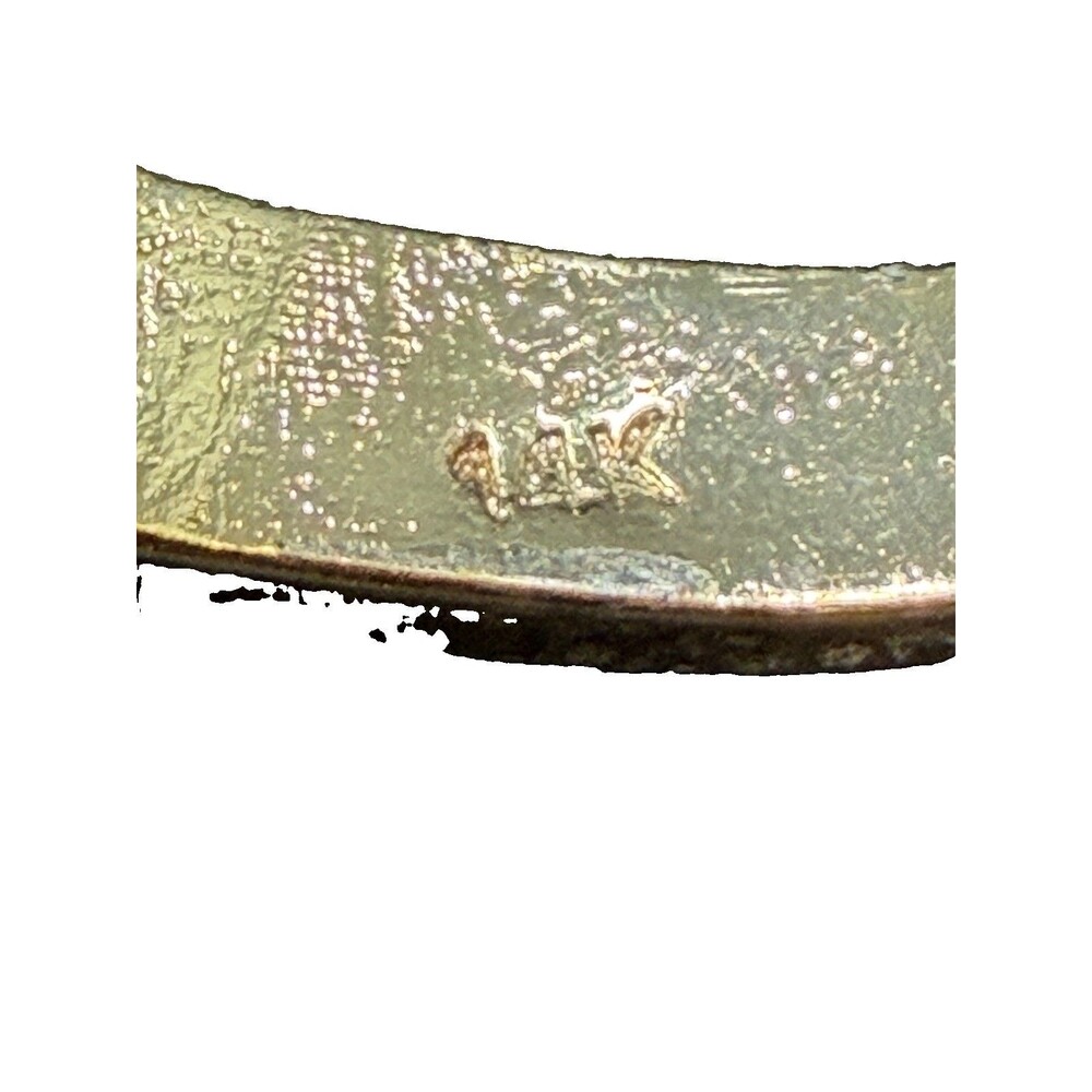 14k Yellow Gold Gun Shape Band Ring Signed 4mm No Stone Size 9 - Picture 6 of 8